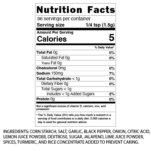 Lemon Pepper Salt-Free Seasoning Blend Nutrition Facts - Eat This Much